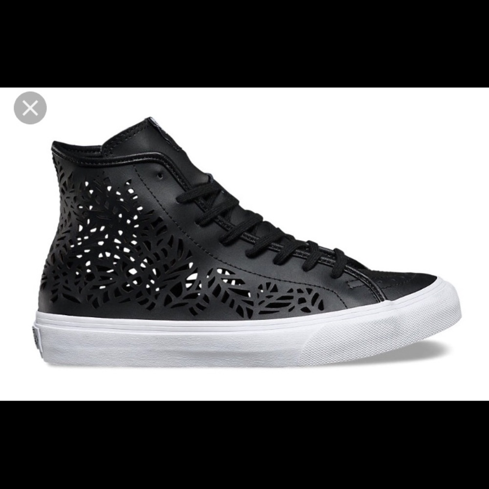 Vans laser cut leather Sk8 Hi Black leather